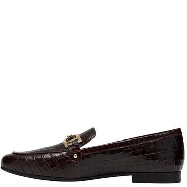 CLARKS WOMENS LEATHER LOAFER - BROWN